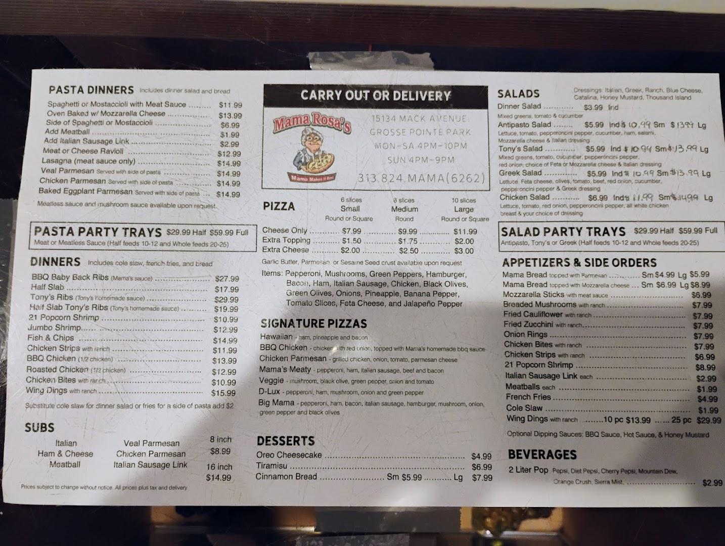 Mama Rosa's Pizzeria Menu image 2